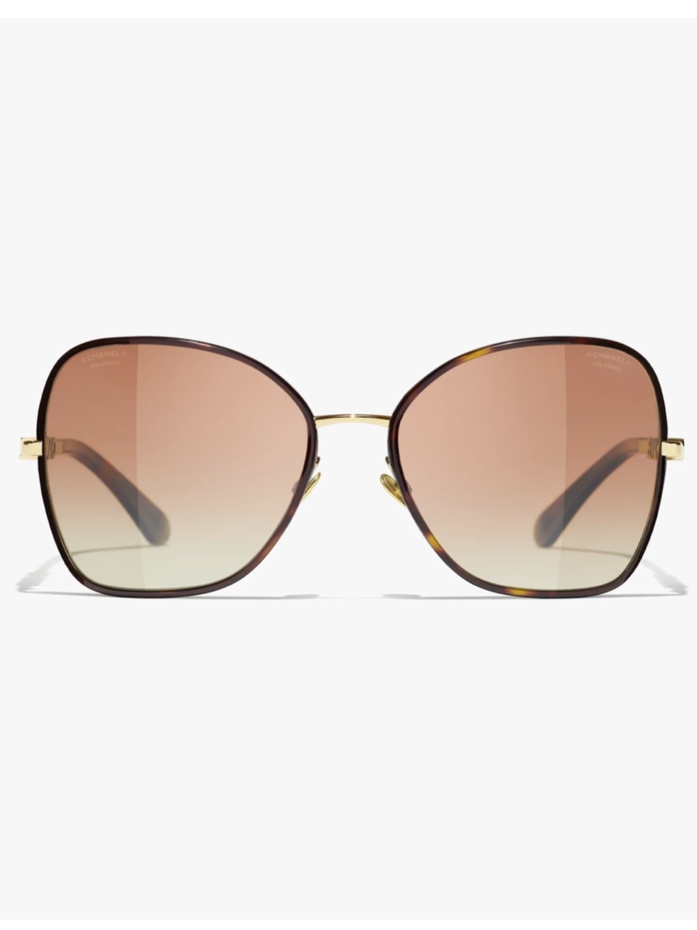 CHANEL Butterfly Polarized Sunglasses Gold Brown Gradient 58mm NEW Full Set
